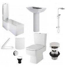 Bliss Complete Bathroom Suite with 1700mm x 850mm LH L-Shaped Shower Bath