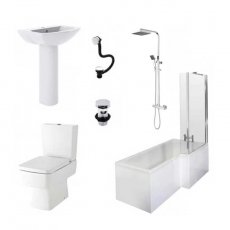 Bliss Complete Bathroom Suite with 1700mm x 850mm RH L-Shaped Shower Bath