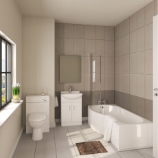 Mayford Modern Complete Bathroom Furniture Suite with B-Shaped Bath 1700mm - Left Handed