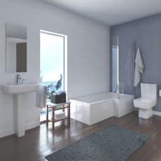 Quattro Modern Complete Bathroom Suite with L-Shaped Bath 1700mm - Right Handed