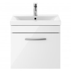 Nuie Athena Wall Hung 1-Drawer Vanity Unit with Basin-1 500mm Wide - Gloss White