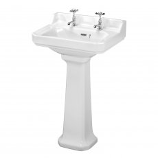 Nuie Carlton Basin and Full Pedestal 560mm Wide - 2 Tap Hole