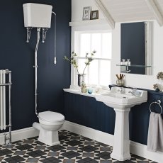 Nuie Carlton Traditional Bathroom Suite High Level Toilet 560mm Basin - 2 Tap Hole