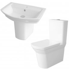 Nuie Clara Bathroom Suite Close Coupled Toilet and Basin 650mm - 1 Tap Hole