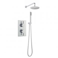 Nuie Rectangular Twin Valve Concealed Mixer Shower with Round Fixed Head and Handset