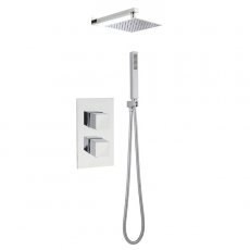 Nuie Rectangular Twin Valve Concealed Mixer Shower with Square Fixed Head and Handset