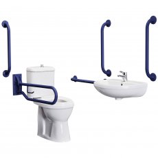 Nuie Close Coupled Doc M Pack 5 x Grab Rails and Mixer Tap - Blue