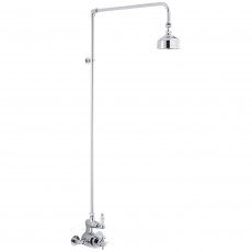 Nuie Edwardian Twin Exposed Thermostatic Shower Valve with Rigid Riser Kit - Chrome