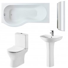 Nuie Freya Complete Bathroom Suite with P-Shaped Shower Bath 1700mm - Left Handed