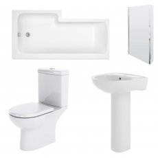 Nuie Lawton Complete Bathroom Suite with L-Shaped Shower Bath 1700mm - Right Handed