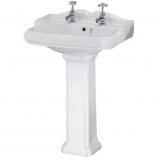 Nuie Legend Basin and Full Pedestal 590mm Wide - 2 Tap Hole