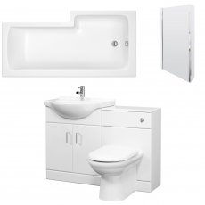 Nuie Mayford Complete Furniture Bathroom Suite with L-Shaped Shower Bath 1700mm - Left Handed