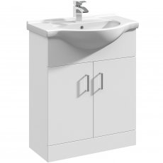 Nuie Mayford Floor Standing 2-Door Vanity Unit with Round Basin 650mm Wide - White