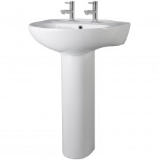 Nuie Melbourne Basin and Full Pedestal 550mm Wide - 2 Tap Hole