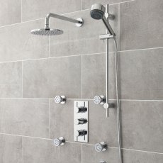 Nuie Quest Rectangular Concealed Shower Mixer with Shower Kit LED Fixed head and Body Jets - Chrome