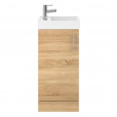 Nuie Vault Floor Standing 1-Door Vanity Unit with Basin 400mm Wide - Natural Oak
