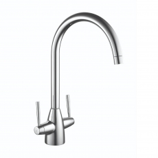 Prestige Mono Kitchen Sink Mixer Tap Dual Handle Deck Mounted - Polished Chrome