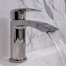 Prestige Curve Mini Mono Basin Mixer Tap with Clicker Waste - Chrome