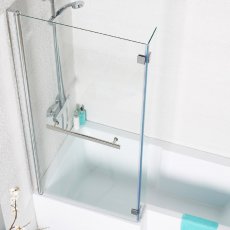 Prestige Tetris L-Shaped Bath Screen with Towel Rail 1400mm H x 820mm W - 6mm Glass