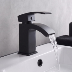 Prestige Fiuto Nero Basin Mixer Tap with Click Clack Waste - Black