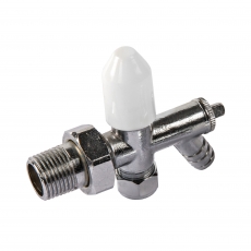 Prestige Galaxy Angled Lockshield Valve, 10mm, White/Chrome