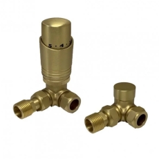 Prestige K-Design TRV Corner Twin Radiator Valve Pack - Brushed Brass