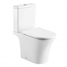 Prestige Kameo Round Open Back Close Coupled Rimless Toilet With Push Button Cistern - Soft Close Seat