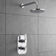 Prestige Klassique Option 2 Thermostatic Concealed Shower Valve with Fixed Shower Head and Arm - Chrome