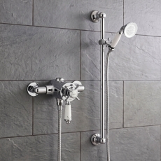 Prestige Klassique Option 4 Thermostatic Exposed Shower Valve with Adjustable Slide Rail Kit - Chrome