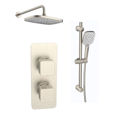 Prestige Kolt Thermostatic Concealed Shower Valve with Adjustable Slide Rail Kit and Fixed Head - Brushed Nickel