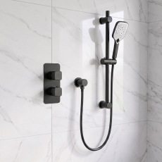 Prestige Kolt Thermostatic Concealed Shower Valve with Adjustable Slide Rail Kit - Matt Black