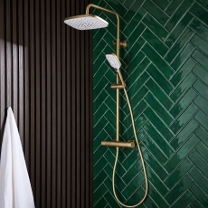 Prestige Kolt Thermostatic Bar Mixer Shower with Shower Kit and Fixed Head - Brushed Brass