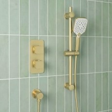 Prestige Kolt Thermostatic Concealed Shower Valve with Adjustable Slide Rail Kit - Brushed Brass