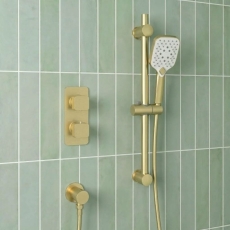 Prestige Kolt Thermostatic Concealed Shower Valve with Adjustable Slide Rail Kit - Brushed Brass