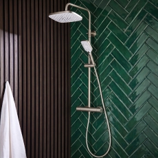 Prestige Kolt Thermostatic Bar Mixer Shower with Shower Kit and Fixed Head - Brushed Nickel