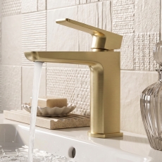 Prestige Kolt Mono Basin Mixer Tap with Click Waste - Brushed Brass