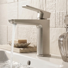 Prestige Kolt Mono Basin Mixer Tap with Click Waste - Brushed Nickel