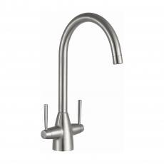 Prestige Mono Kitchen Sink Mixer Tap Dual Handle - Brushed Steel