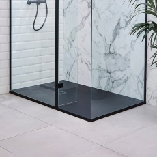 Prestige Naturals Black Stone Effect Rectangular Shower Tray
