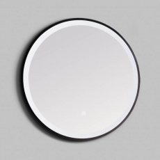 Prestige Nero Round LED Bathroom Mirror with Touch Sensor 600mm Diameter - Matt Black