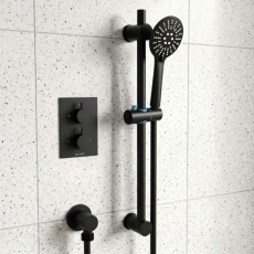 Prestige Nero Round Option 3 Thermostatic Concealed Shower Valve with Adjustable Slide Rail Kit - Matt Black