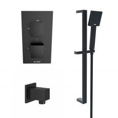 Prestige Nero Square Option 3 Thermostatic Concealed Shower Valve with Adjustable Slide Rail Kit - Matt Black