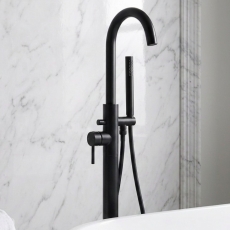 Prestige Nero Round Freestanding Bath Shower Mixer Tap - Matt Black