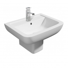 Prestige Options 600 Basin with Square Semi Pedestal 550mm Wide 1 Tap Hole