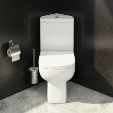 Prestige Options 600 Rimless Open Back Corner Close Coupled Toilet (inc Soft Close Seat)