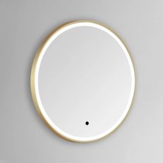 Prestige Ottone Round LED Bathroom Mirror with Touch Sensor 600mm Diameter - Brushed Brass