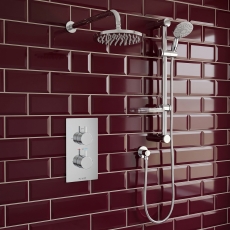 Prestige Plan Option 3 Thermostatic Concealed Shower Valve with Adjustable Slide Rail Kit and Fixed Head - Chrome