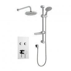 Prestige Plan Thermostatic Twin Round Push Button Concealed Mixer Shower with Shower Kit Round Head