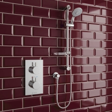 Prestige Plan Option 1 Thermostatic Concealed Shower Valve with Adjustable Slide Rail Kit - Chrome