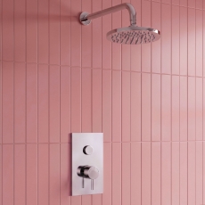 Prestige Plan Thermostatic Single Round Push Button Concealed Mixer Shower with Round Shower Head